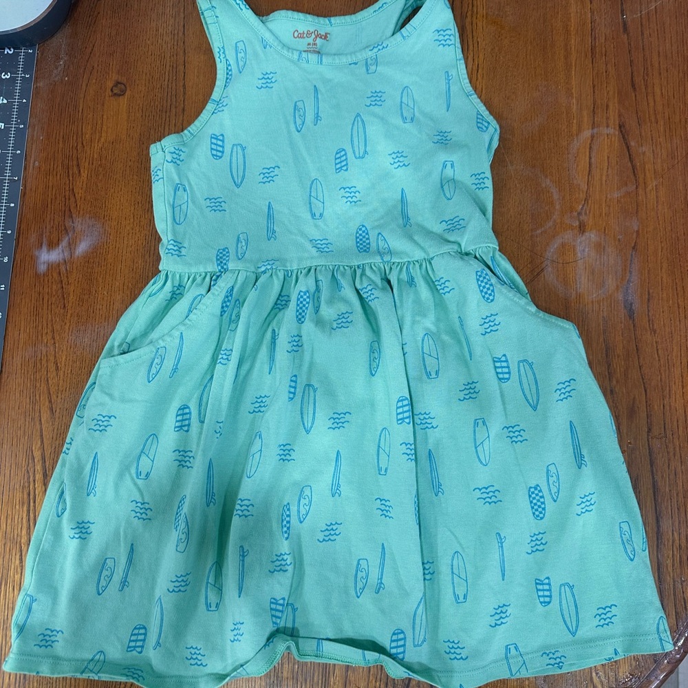 3 for $10! Cat & Jack green Dress with Surfboard Pattern